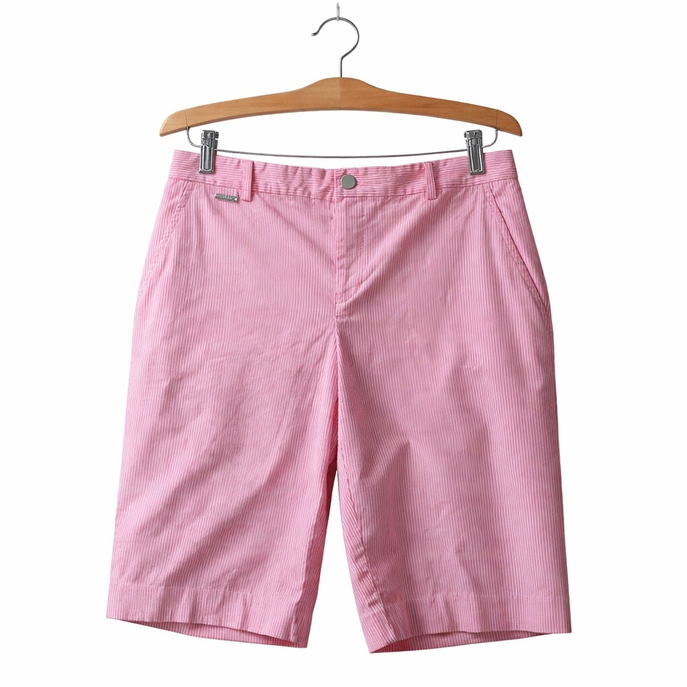 Lauren By RL Pink & White Stripe Bermuda Shorts. great Condition. Size 6